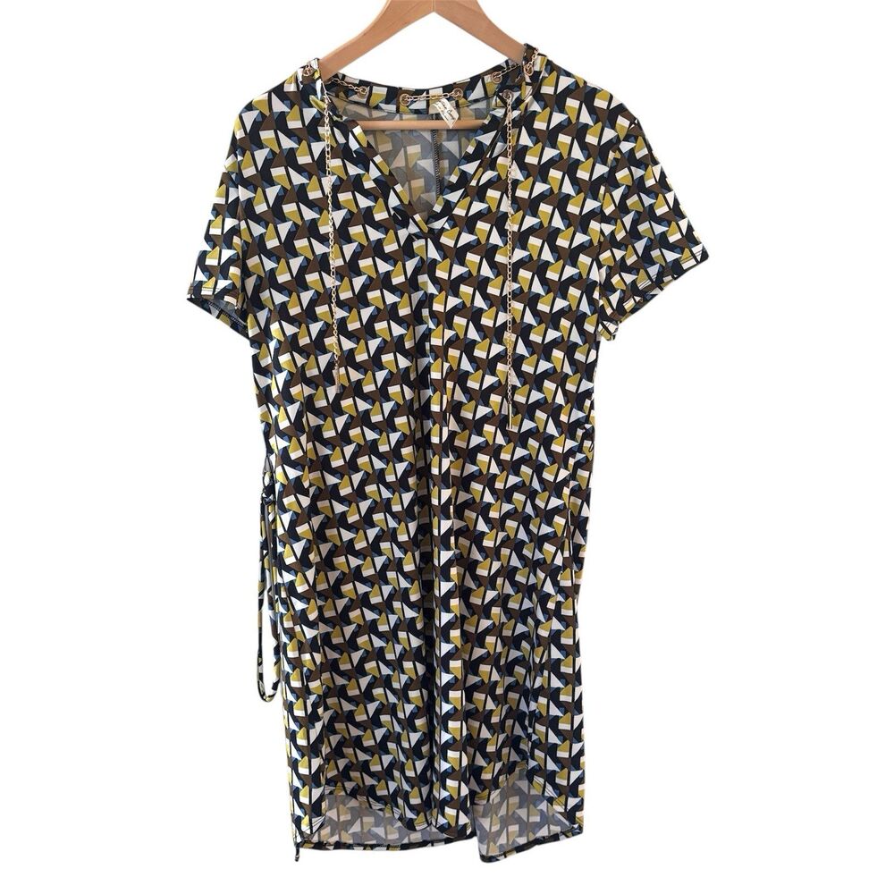 PerSeption Concept Womens Midi Dress XL Geometric Abstract Art to‎ Wear Preppy